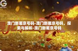 澳门新葡京号码-澳门新葡京号码，探索与解析-澳门新葡京号码